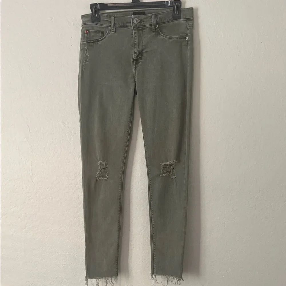 Like New! Hudson Krista Ankle Super Skinny Distressed Jeans in Green  in Size 28